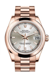 Rolex Datejust 31 Silver Dial 18K Everose Gold President Ladies Watch 178245 Pink / None